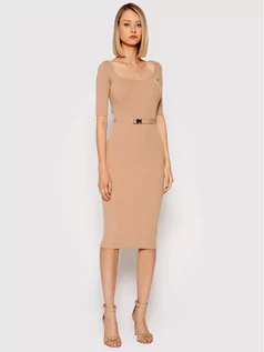 Sukienki - Elisabetta Franchi Sukienka dzianinowa AM-47M-16E2-V399 Różowy Slim Fit - grafika 1