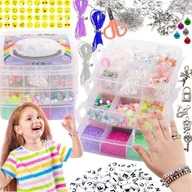 Prace ręczne dla dzieci - ZESTAW XXXL KORALIKI DO ROBIENIA BIŻUTERII BRANSOLETEK NASZYJNIKÓW LITERKI - miniaturka - grafika 1