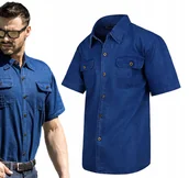 Koszule męskie - KOSZULA MĘSKA JEANSOWA - BAWEŁNIANA - No3 - M - miniaturka - grafika 1