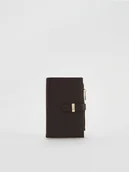 Portfele - Reserved - Portfel z ozdobnym detalem - ciemnobrązowy - miniaturka - grafika 1