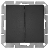 Wyłączniki światła i elektryczne - Włącznik podwójny PRESTIGE Czarny mat EFAPEL - miniaturka - grafika 1