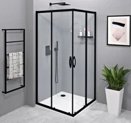 Kabiny prysznicowe - GELCO Kabina prysznicowa kwadratowa narożna SIGMA SIMPLY BLACK drzwi przesuwne 90x90x190 czarny mat szkło transparentne z powłoką Coated Glass GS2190BGS2190B - miniaturka - grafika 1