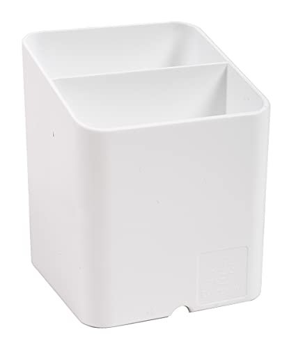 Exacompta 67713D Pojemnik na długopisy Premium Pen-Cube z 2 przegródkami dla większego porządku na biurku przybornik na długopisy pudełko do przechowywania organizer biały