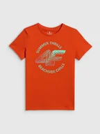 Koszulki dla chłopców - 4F T-shirt loose z nadrukiem chłopięcy - czerwony 164 (13-14 lat) - miniaturka - grafika 1