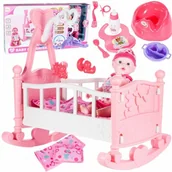 Lalki dla dziewczynek - Łóżeczko Kołyska z Karuzelką + Lalka i Nocnik - miniaturka - grafika 1