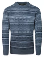 Swetry męskie - Sweter Wełniany Męski, Niebieski, Wzór Geometryczny, Okrągły Dekolt, U-neck, Męski -RACA - Raca - miniaturka - grafika 1