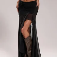 Spódnice - TEMU Spódnica Maxi Damska Elegancka - Formalna i Codzienna, Długa i Przewiewna, Do Prania w Pralce, Nieelastyczna, na Imprezy, Biuro, Styl Casual - - miniaturka - grafika 1