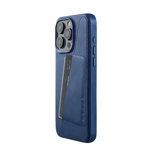 Mujjo Full Leather Wallet Case - etui skórzane do iPhone 15 Pro Max kompatybilne z MagSafe (monaco blue) - Etui i futerały do telefonów - miniaturka - grafika 1