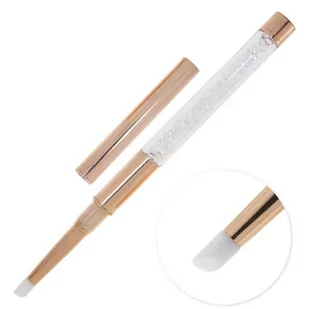 Mollylac, Pędzelek Silikonowy Do Zdobień Wcierania Pyłków I Zdobienia Paznokci Golden Rose Z Cyrkoniami Złoty No Name Nr 4 - Akcesoria do paznokci - miniaturka - grafika 1