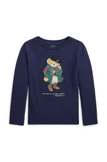 Bluzki dla dziewczynek - Polo Ralph Lauren longsleeve dziecięcy kolor granatowy - grafika 1