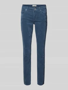 Spodnie aksamitne o kroju slim fit z mieszanki bawełny, wiskozy i streczu model ‘LULEA’ - Spodnie damskie - miniaturka - grafika 1