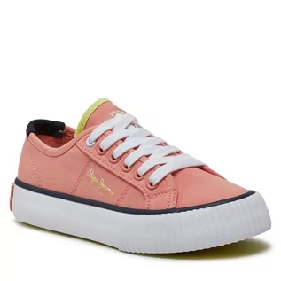Buty dla dziewczynek - Tenisówki Pepe Jeans Ottis Basic G PGS30605 Pastel Orange 119 - grafika 1