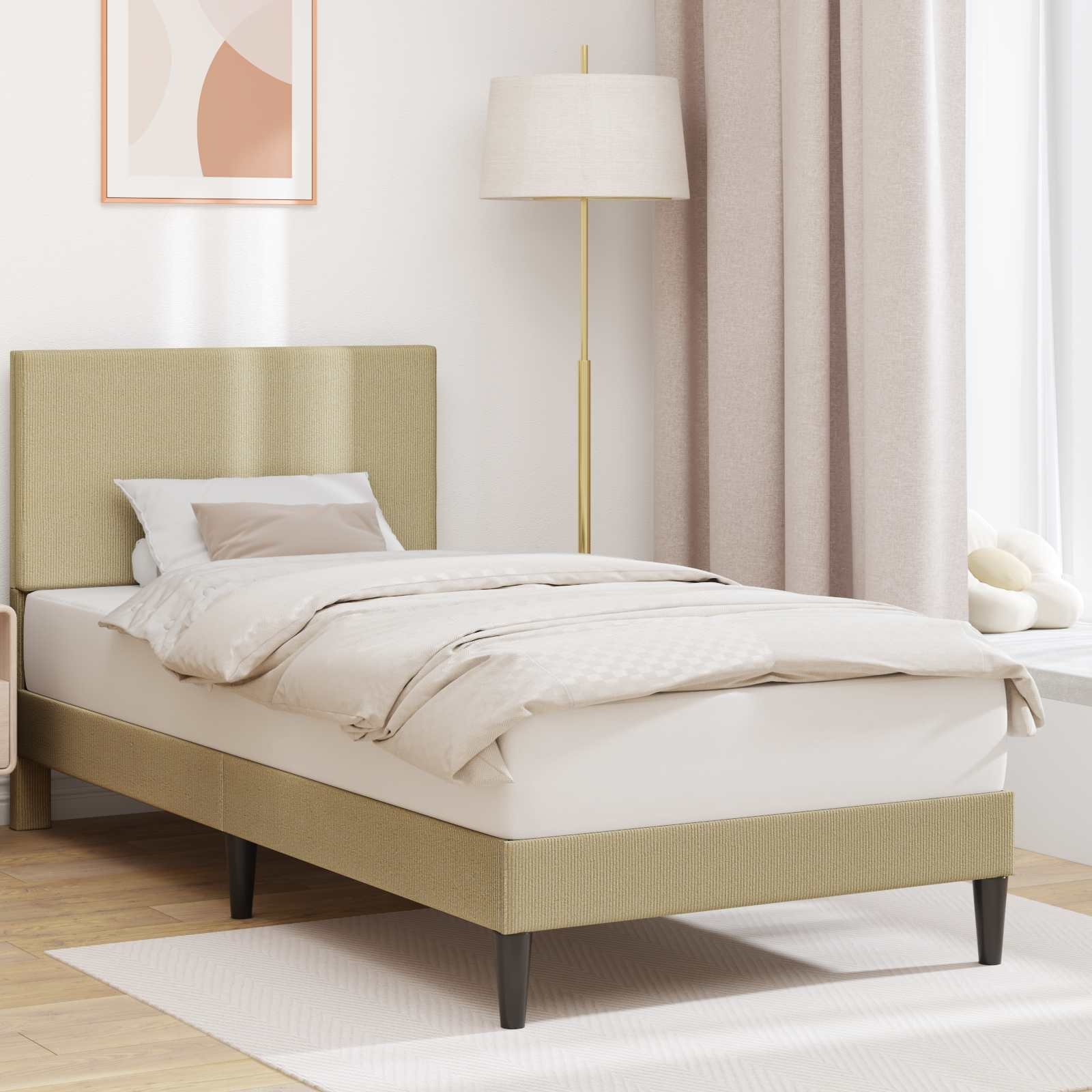 vidaXL vidaXL Ramka łóżka Jasnozielony szary 100 x 200 cm Tkanina sztruksowa