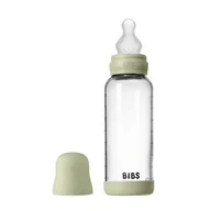 Butelki dla niemowląt - BIBS BUTELKA SZKLANA ze smoczkiem antykolkowym z silikonu medycznego, pojemność 240 ml, SAGE - miniaturka - grafika 1