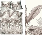 Pościel - Greno Pościel satynowa 140x200 Palm & Co beżowa liście z jedną poszewką Gold Line 1 - miniaturka - grafika 1