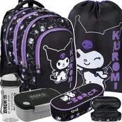 Plecaki - Kuromi Black Plecak Komplet 5w1 Majewski Dla Dziewczyny 4-komorowy - miniaturka - grafika 1