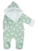 Kombinezony dla dzieci - Niemowlęcy kombinezon dresowy z luną w dinozaury oliwkowy Nicol,r.56 - miniaturka - grafika 1