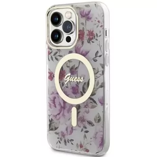 Guess GUHMP14LHCFWST do Apple iPhone 14 Pro 6.1" transparent hardcase Flower MagSafe - Etui i futerały do telefonów - miniaturka - grafika 2