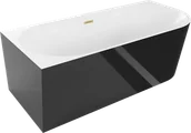 Wanny - Mexen Mia wanna wolnostojąca narożna lewa 160 x 75 cm, biała/czarna, przelew złoty szczotkowany - 52691607575L-55 - miniaturka - grafika 1