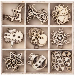 Kształty z drewna Święta 45 szt. - Decoupage - miniaturka - grafika 1