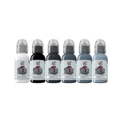 Wyposażenie studia tatuażu - Farba World Famous Limitless Tattoo Ink - A.D. Pancho Pastel Grey Set v2- 6x 30 ml - miniaturka - grafika 1