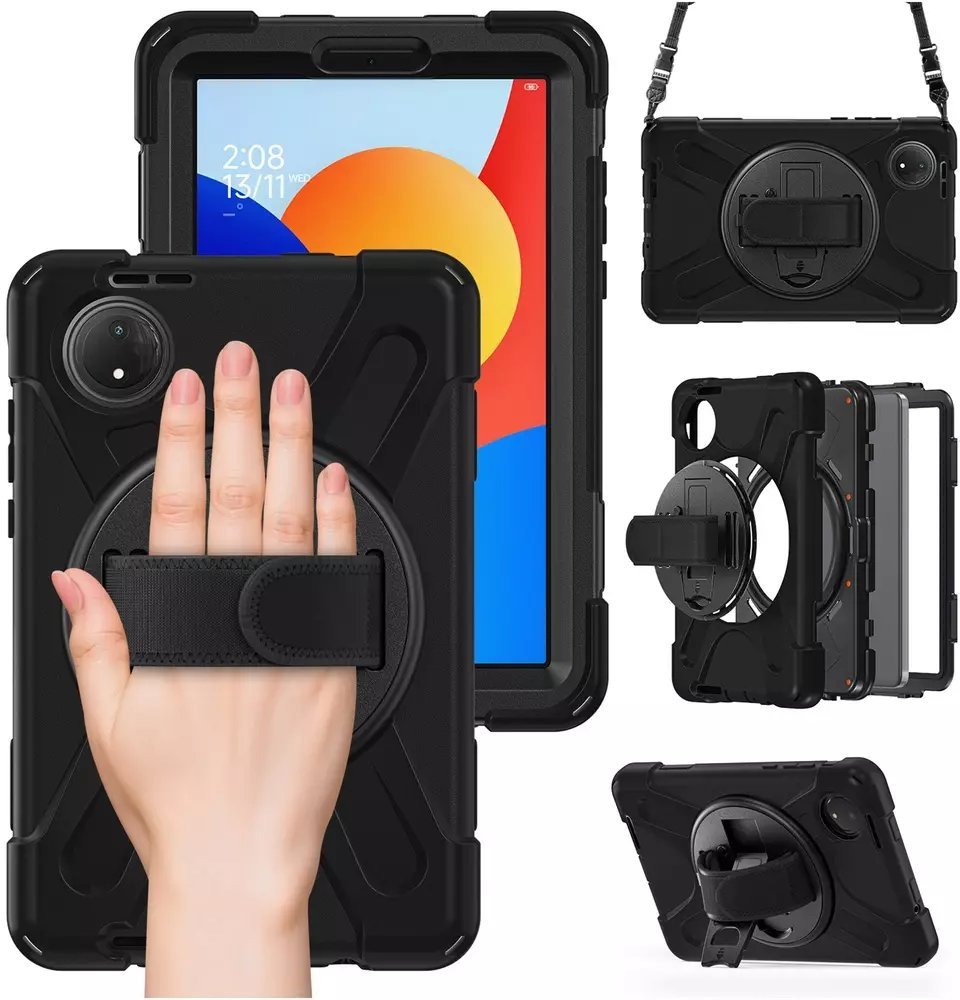 Etui na tablet SUPERO Etui pancerne Shockproof z uchwytem paskiem do Xiaomi Redmi Pad SE 8.7 2024, czarne