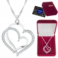 Naszyjniki - Naszyjnik srebrny 925 Serce serca cyrkonie - miniaturka - grafika 1