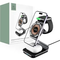 Ładowarki do telefonów - Tech-Protect Ładowarka indukcyjna Qi15W A29 3w1 Magnetic Magsafe Wireless Charger, czarna - miniaturka - grafika 1