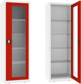 Meble i wyposażenie gabinetów medycznych - NSML.101.9010.3020 szafa lekarska 1-skrzydłowa 1-komorowa biało-czerwona - miniaturka - grafika 1