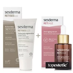Sesderma Retises 0,25% Cream + Reti Age Serum ZESTAW Regenerujący krem przeciwzmarszczkowy 30 ml + Serum przeciwzmarszczkowe 30 ml - Zestawy kosmetyków damskich - miniaturka - grafika 1