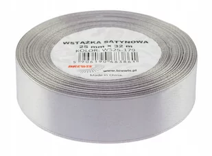 Brewis Wstążka dekoracyjna satynowa 25mm/32m srebrna 179 - Pasmanteria - miniaturka - grafika 1