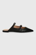 Klapki i japonki damskie - Tommy Hilfiger klapki skórzane TH POINTY LEATHER MULE damskie kolor czarny FW0FW07722 - miniaturka - grafika 1