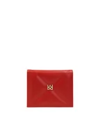 Portfele - Czerwony skórzany portfel pikowany - miniaturka - grafika 1