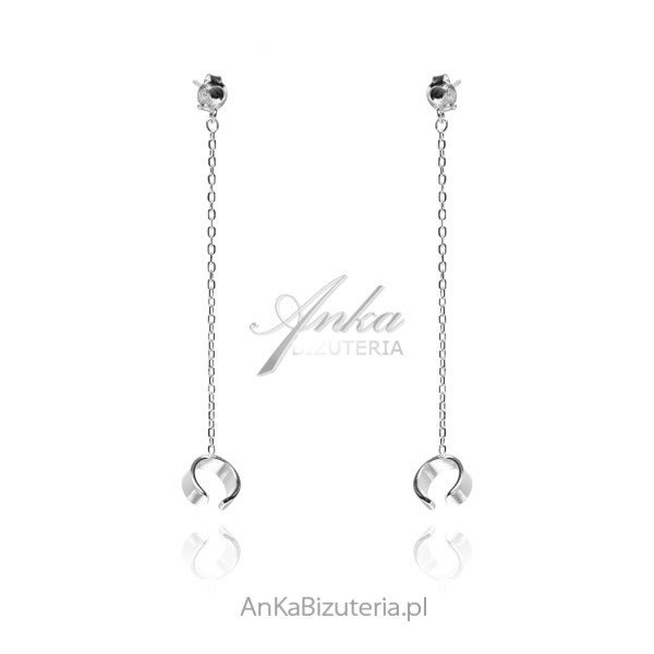 ankabizuteria.pl Kolczyki srebrne TRENDY z łańcuszkiem i nausznica gł