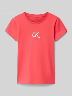T-shirt o kroju slim fit z nadrukiem z logo i okrągłym dekoltem - Koszulki dla dziewczynek - miniaturka - grafika 1