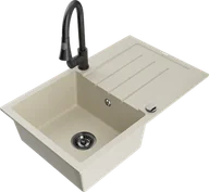 Zlewozmywaki z baterią - Mexen Bruno zlewozmywak granitowy 1-komorowy z ociekaczem i baterią kuchenną Elia, beżowy - 6513-69-670101-70 - miniaturka - grafika 1
