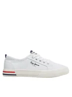 Buty dla dziewczynek - PEPE JEANS TRAMPKI DZIECIĘCE BIAŁE NISKIE Z LOGO 32 U2A - miniaturka - grafika 1