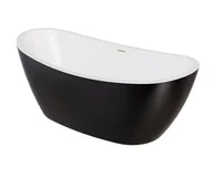Wanny - Wanna wolnostojąca Besco Ayla 170x80 cm owalna czarny połysk syfon i maskownica złoty WAS-170ABZL - miniaturka - grafika 1