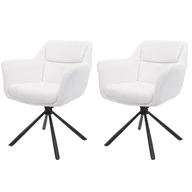Krzesła - Zestaw 2 krzeseł do jadalni HWC-K33, krzesło kuchenne Krzesło, pozycja obrotowa automatyczna, tkanina MVG ~ bouclé-biały - miniaturka - grafika 1