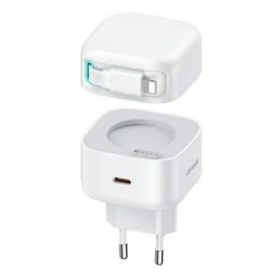 USAMS Ład. siec. 1xUSB-C ze zwijanym kablem Lighning (only head) PD+QC 35W Gan Fast Charging biały/white XMF Series CC209TC02 (US-CC209) - Ładowarki do telefonów - miniaturka - grafika 1