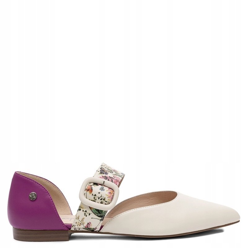 Maciejka Skórzane Czółenka Płaskie Beżowo-Różowe K7438-15/00-1 r.39