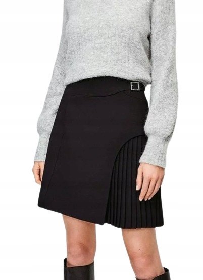 KAREN MILLEN SPÓDNICA PLISOWANA MINI BORDOWA 40 2A6