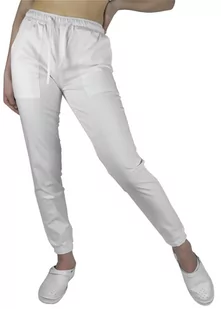 Spodnie joggery medyczne FLEX białe elastyczne - premium XS - Odzież medyczna - miniaturka - grafika 1