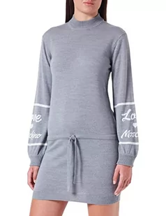 Love Moschino Damska sukienka turtleneck Blended Wool Dress, Melange Dark Grey, 40 - Sukienki - miniaturka - grafika 1