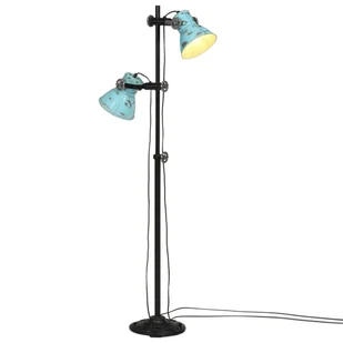 vidaXL Lampa stojąca, 25 W, postarzany niebieski, 25x25x90/160 cm, E27 - Lampy stojące - miniaturka - grafika 1