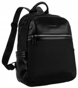 Plecaki - Pojemny, czarny plecak damski ze skóry ekologicznej — David Jones - miniaturka - grafika 1