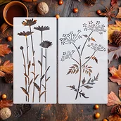 Rękodzieło - TEMU Zestaw 2 Dużych Szablonów Roślinnych, 17.78x35.56cm .48x35.56cm - Wielokrotnego Użytku Szablony do Rękodzieła, Dekoracji Ściennej, Płótna, - miniaturka - grafika 1