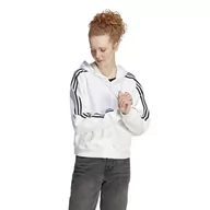 Bluzy damskie - adidas Damska bluza dresowa z kapturem, biały/czarny, XS - miniaturka - grafika 1