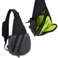Torby sportowe - UNIWERSALNA POJEMNA TORBA NA RAMIĘ PLECAK NA KLATKĘ PIERSIOWĄ SZARY - miniaturka - grafika 1