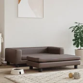 Legowiska dla psów - Legowisko dla psa z dostawką, brązowe, 100x50x30 cm, ekoskóra Lumarko! - miniaturka - grafika 1